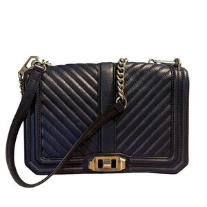 RebeccaMinkoff Quilted Leather Shoulder Bag navy